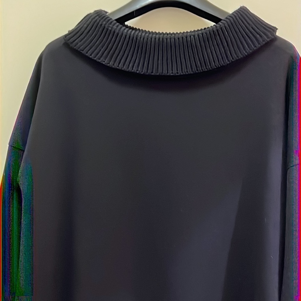 EUC She’s So Made in Italy Black Tunic Top with Knit Collar - Picture 3 of 11